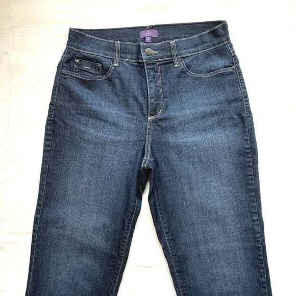 NYDJ Jeans Lift Tuck Technology Womens 6 Rolled Cuffed Hem Dark Blue Denim NEW - Picture 3 of 12